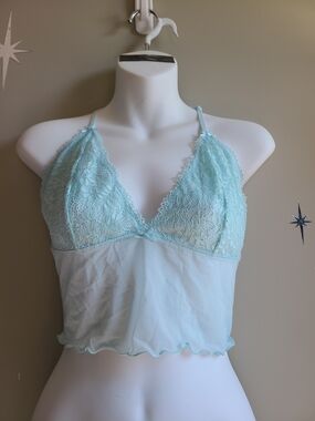 La Vie En Rose Light Blue Lace Cami
